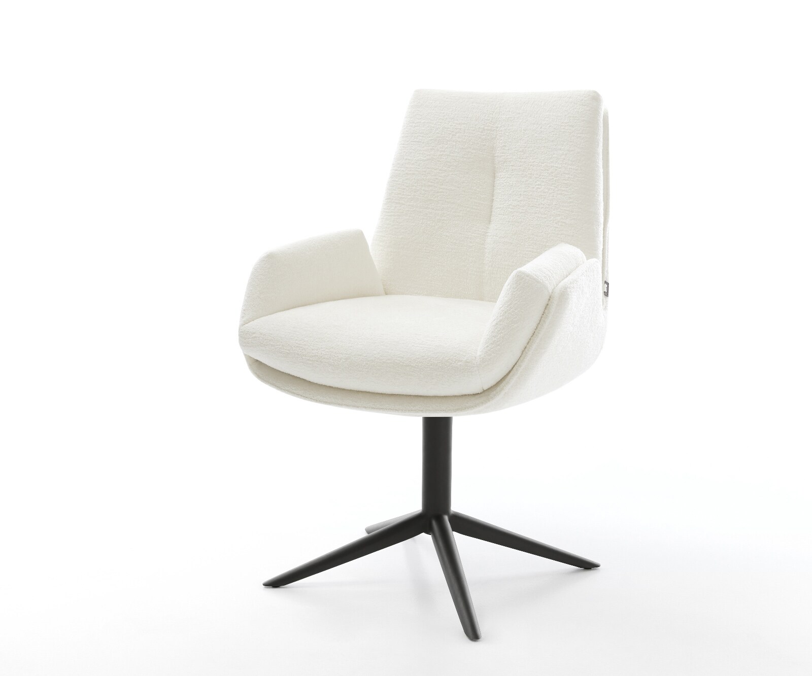 Drehstuhl Clea-Flex Bouclé Soft Beige Fußkreuz Schwarz 360° drehbar Wippfun günstig online kaufen