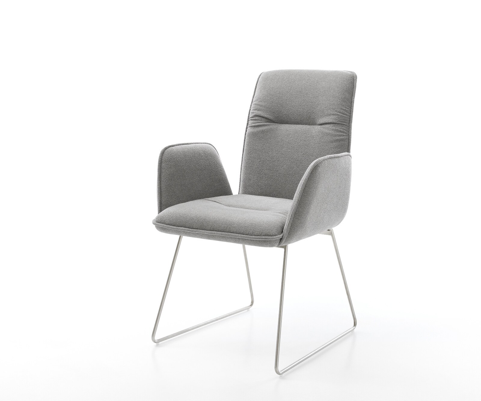 Esszimmerstuhl Vinja-Flex Strukturstoff Soft Grau Kufengestell Edelstahl günstig online kaufen