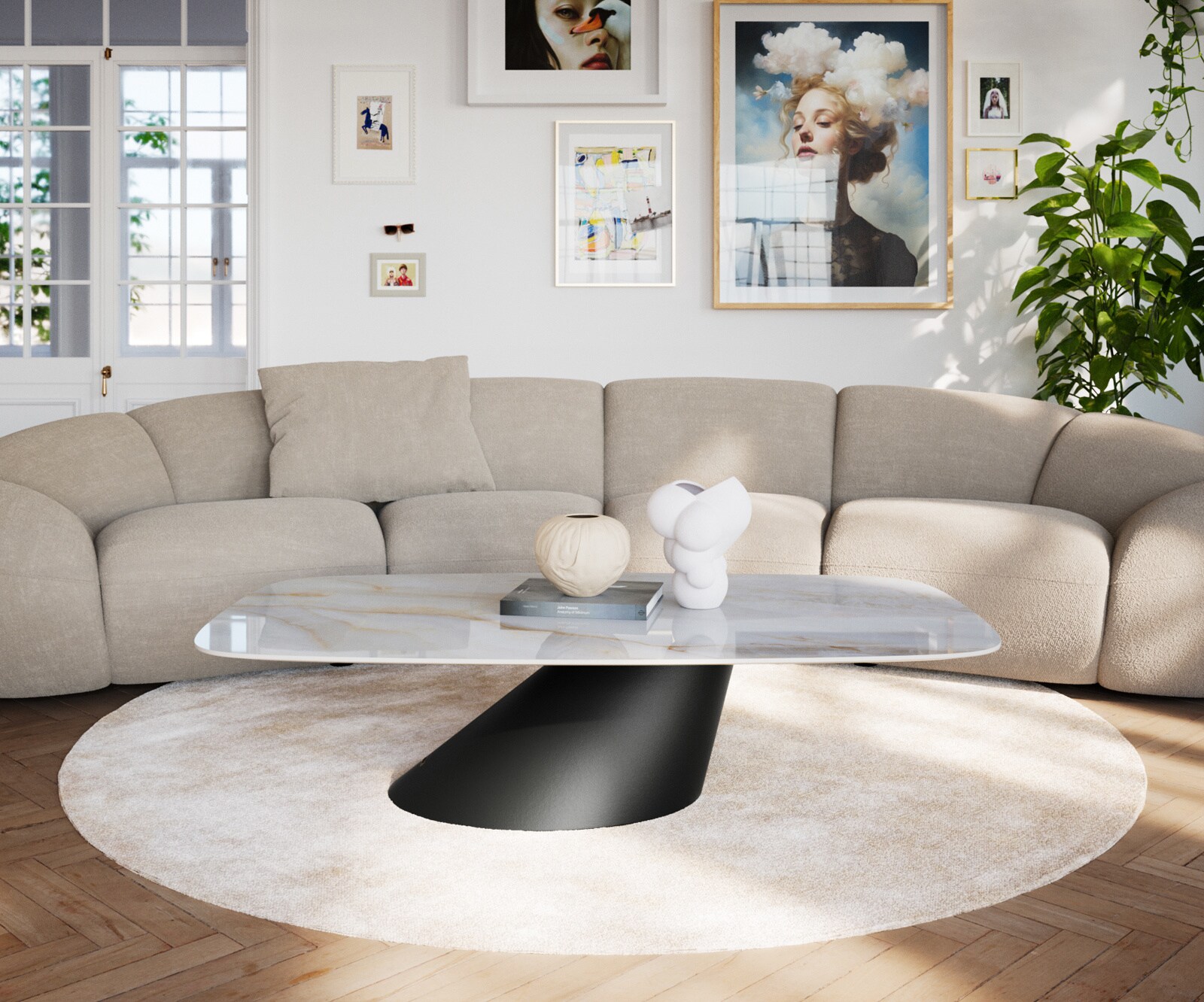 Couchtisch Edge Boot 140x80 cm Keramik Onyx Pearl Salto Metall Schwarz 2