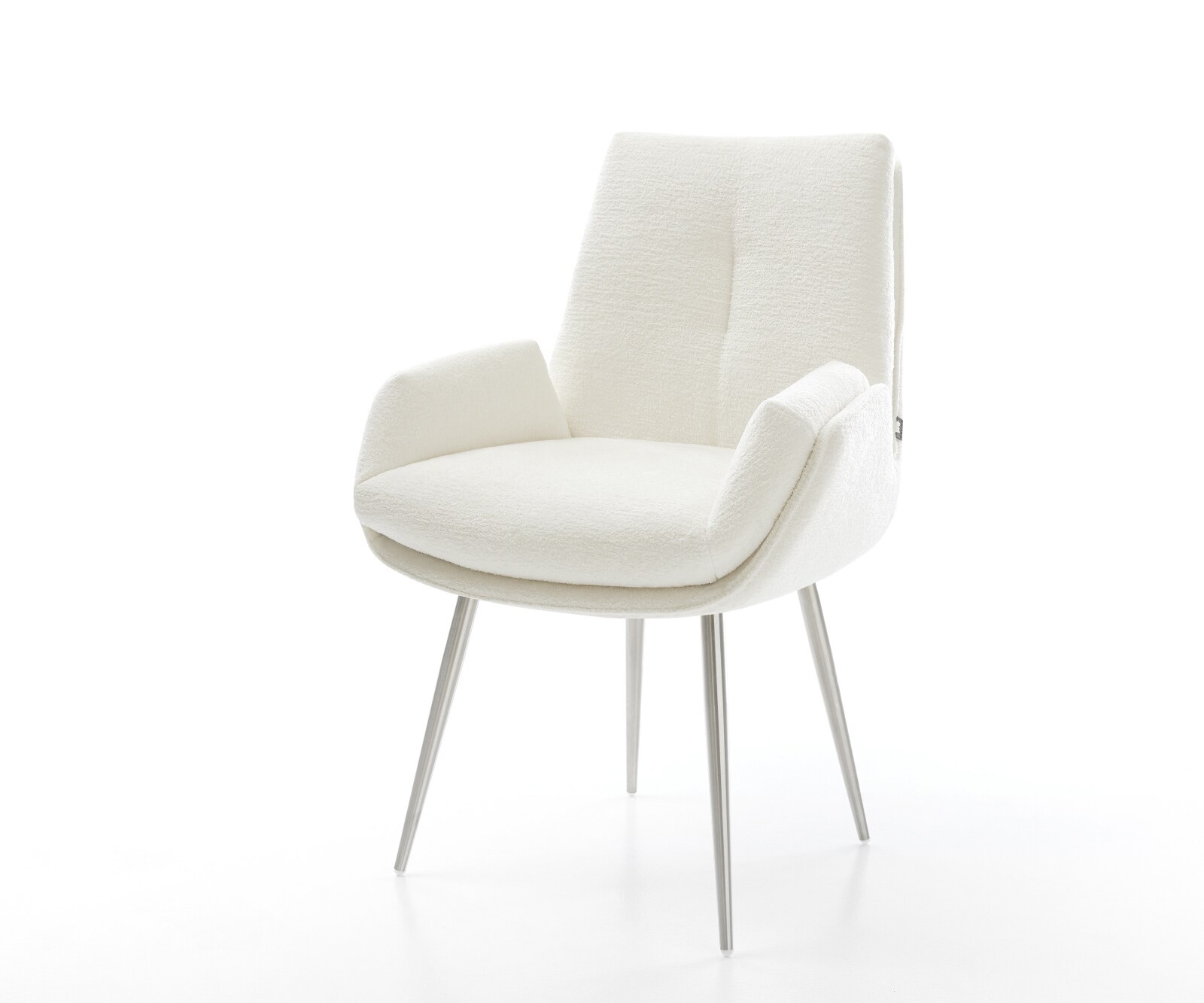 Esszimmerstuhl Clea-Flex Bouclé Soft Beige 4-Fuß konisch Edelstahl günstig online kaufen