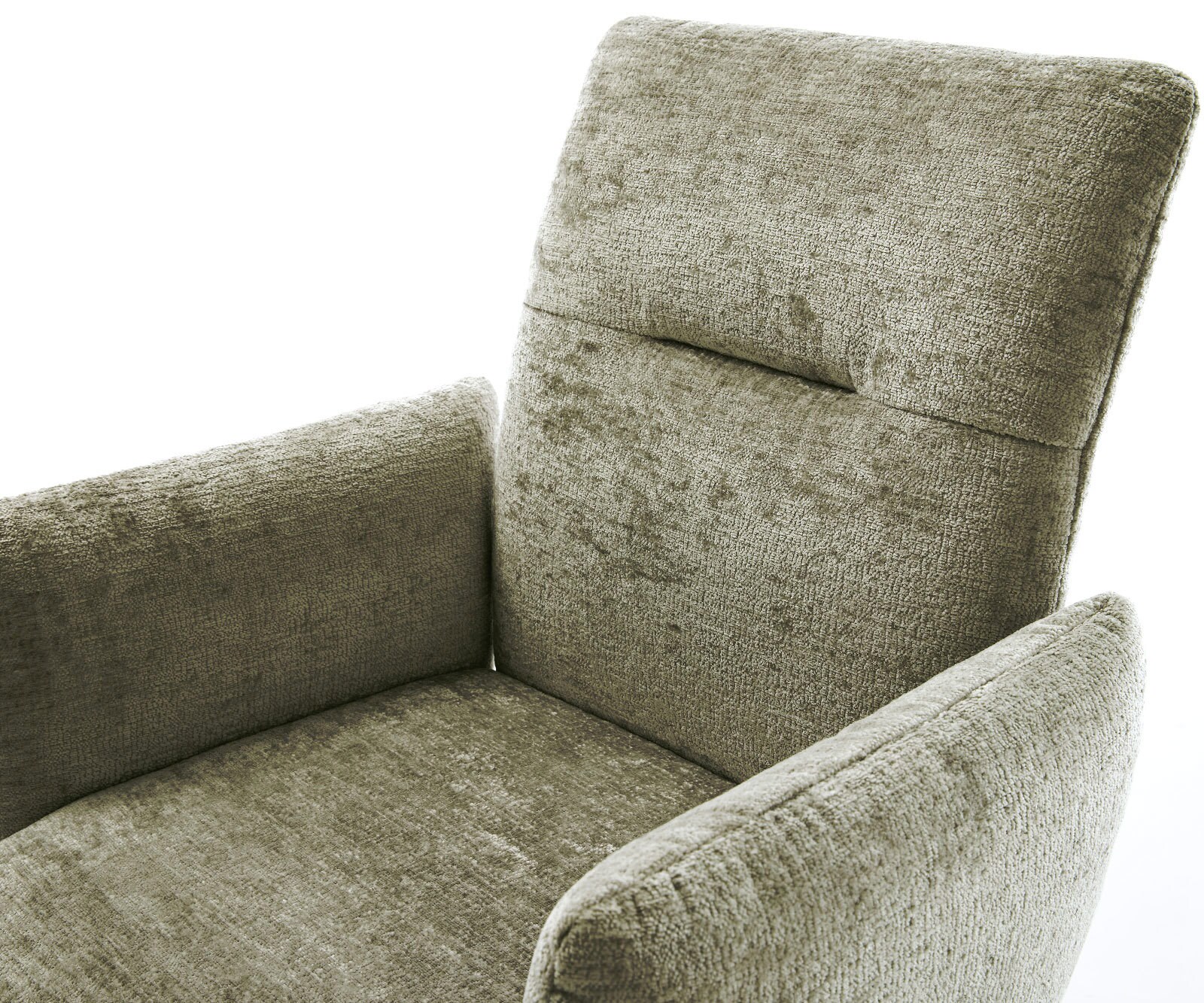 Drehstuhl Jova-Flex mit Armlehnen Chenille Olive Kreuzgestell breit Schwarz 360° drehbar Wippfunktion Taschenfederkern 3