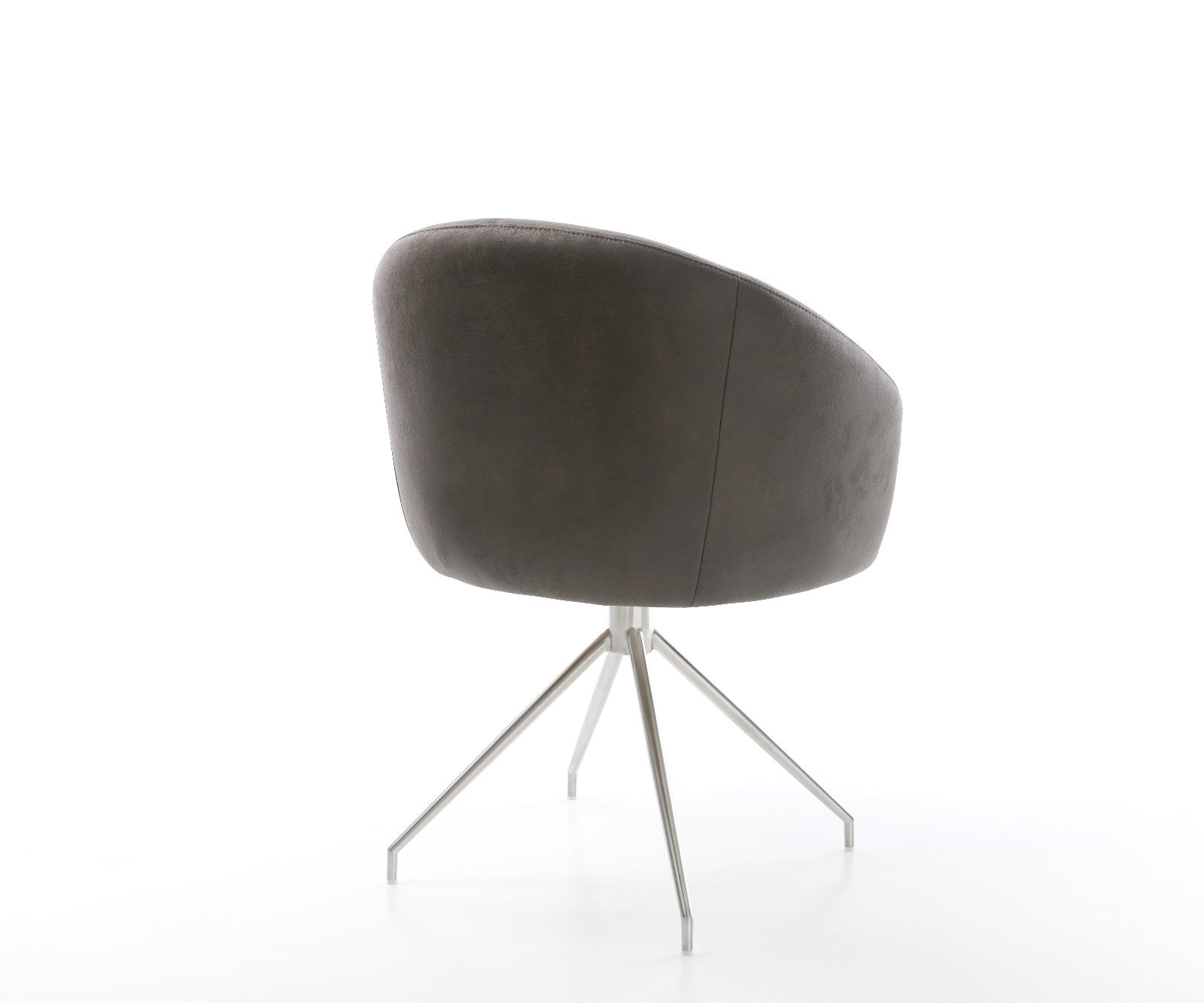 Drehstuhl Caja-Flex mit Armlehnen Mikrofaser Anthrazit Vintage Kreuzgestell konisch Edelstahl 180° drehbar Taschenfederkern 4