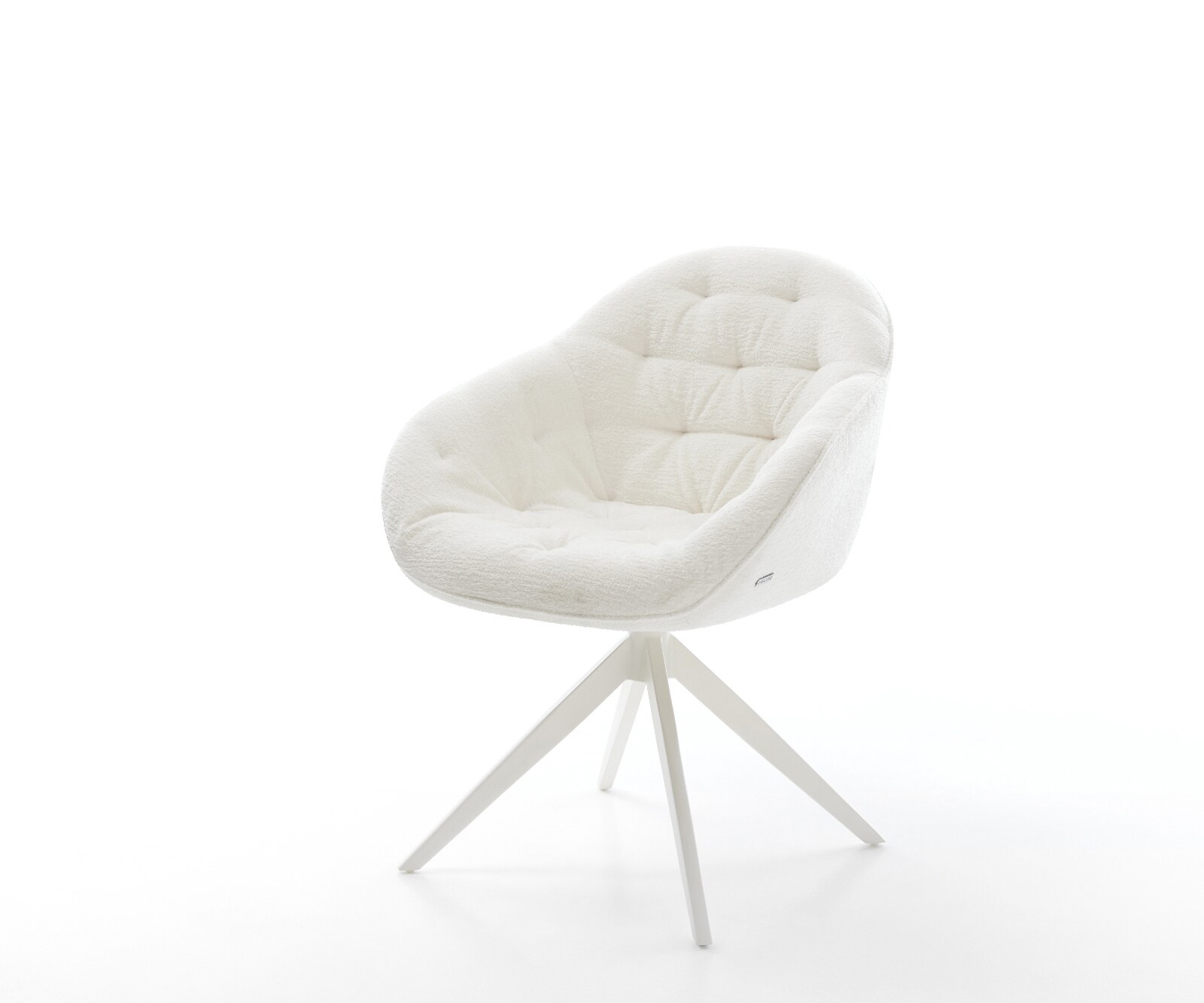 Drehstuhl Gaio-Flex Bouclé Soft Beige Kreuzgestell breit Weiß 360° drehbar günstig online kaufen