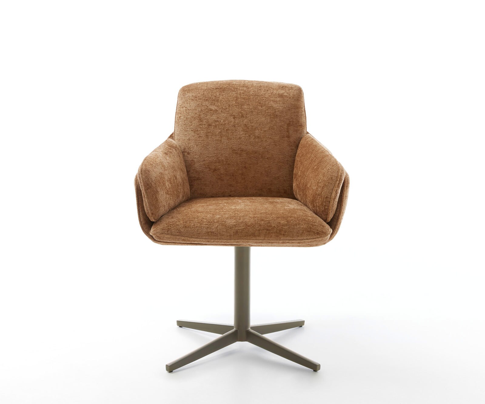 Drehstuhl Luan-Flex mit Armlehnen Chenille Rost Fußkreuz Effektfinish Titan 360° drehbar 1
