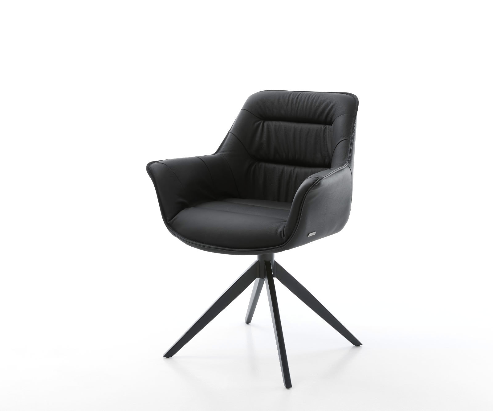 Esszimmerstuhl Kaira-Flex Echt-Leder Schwarz Kreuzgestell breit Schwarz Esszimmerstuhl Kaira-Flex Echt-Leder Schwarz Kreuzgestell breit Schwarz