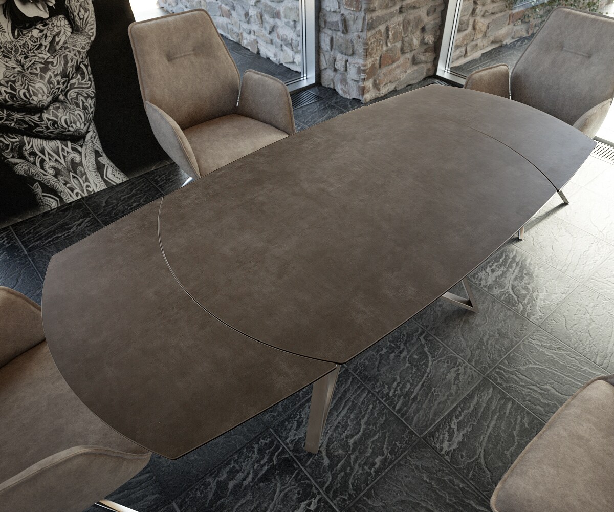Esstisch Carlow 130/200x95 cm Keramik Braun Edelstahl ausziehbar 4