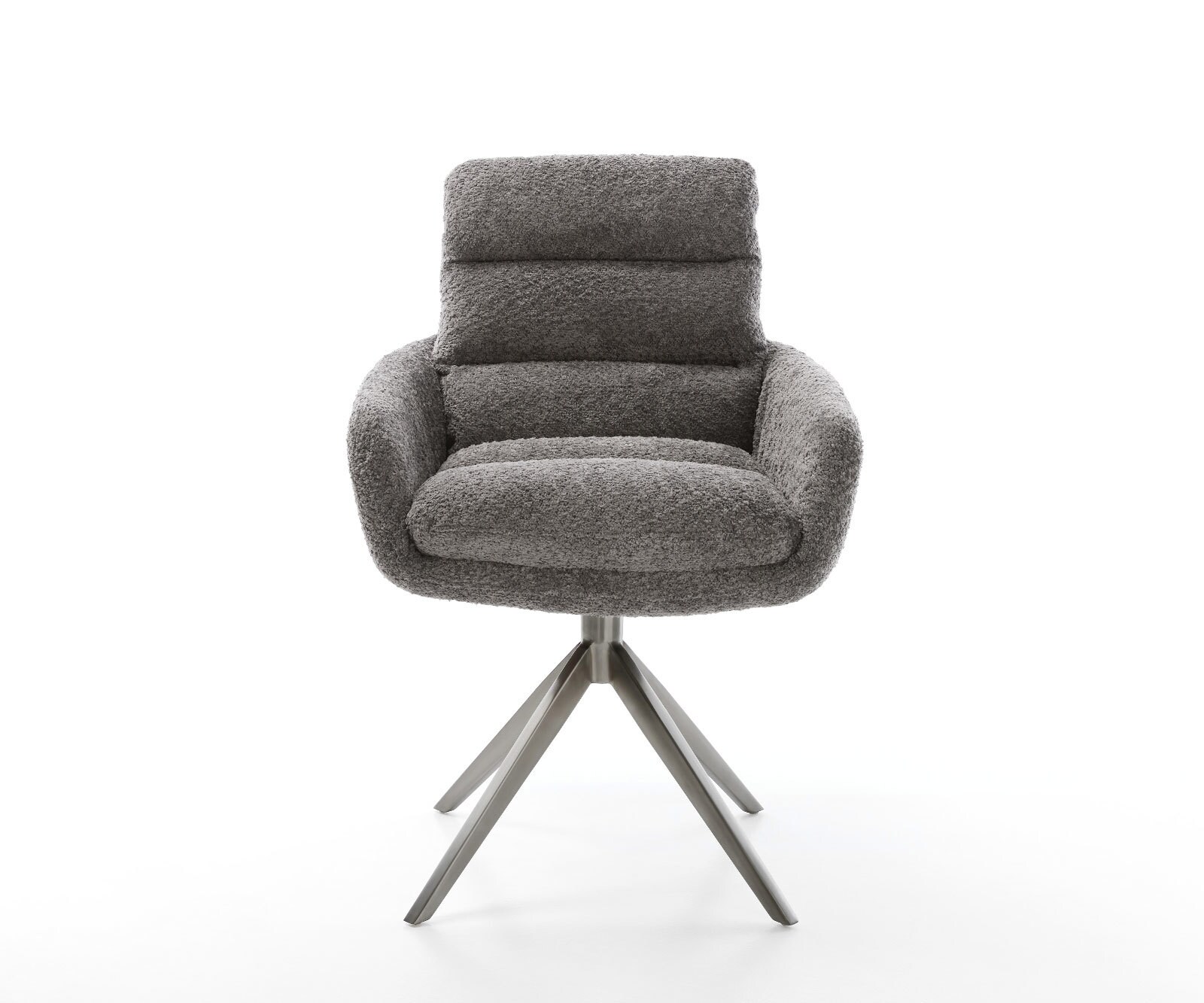 Drehstuhl Abelia-Flex mit Armlehnen Bouclé Grau Kreuzgestell breit Graphit 360° drehbar Wippfunktion 2