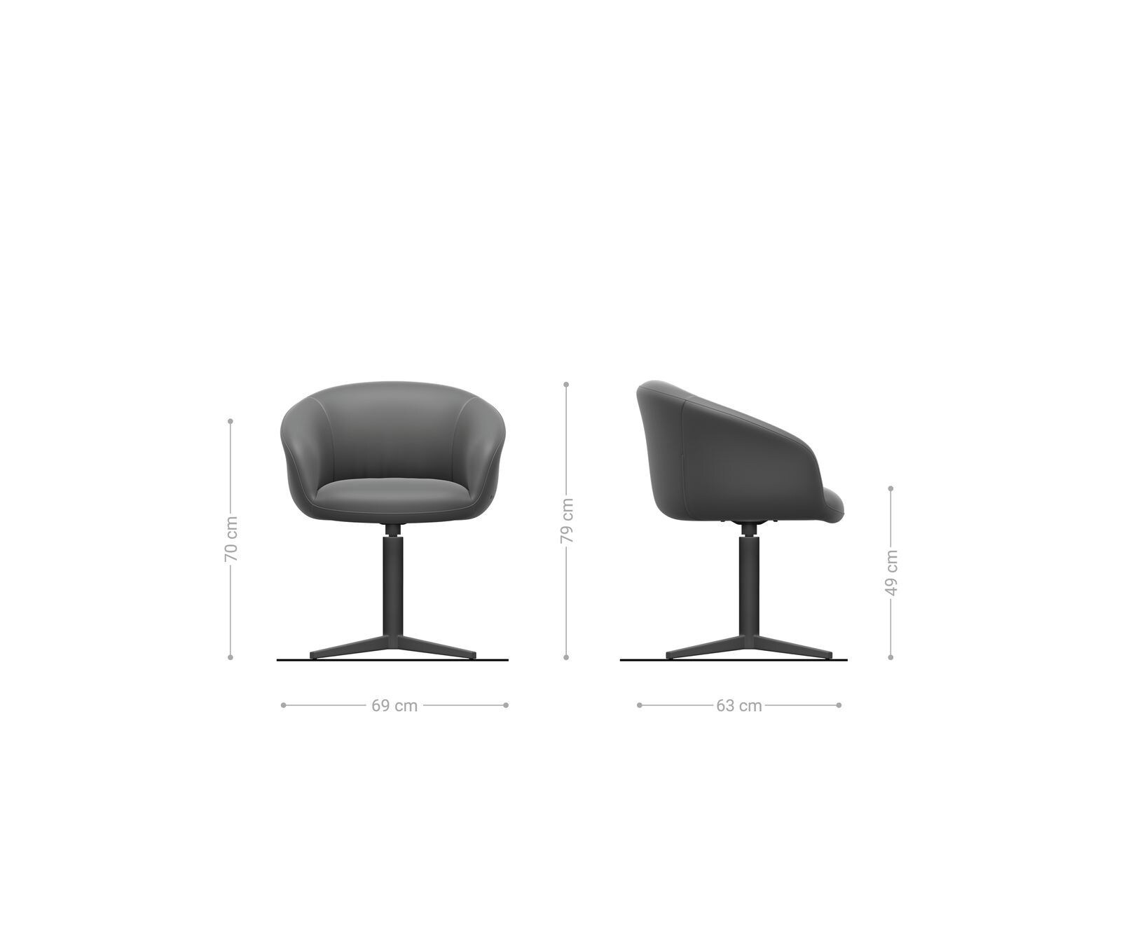 Drehstuhl Vinka-Flex mit Armlehnen Echt-Leder Schlamm Fußkreuz Schwarz 360° drehbar Taschenfederkern 5