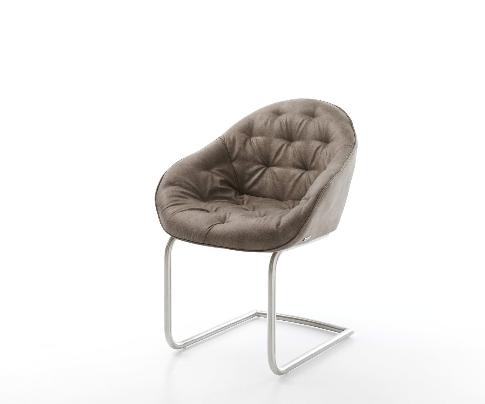 Freischwinger Gaio-Flex Mikrofaser Taupe Vintage Freischwinger rund Edelstahl Freischwinger Gaio-Flex Mikrofaser Taupe Vintage Freischwinger rund Edelstahl