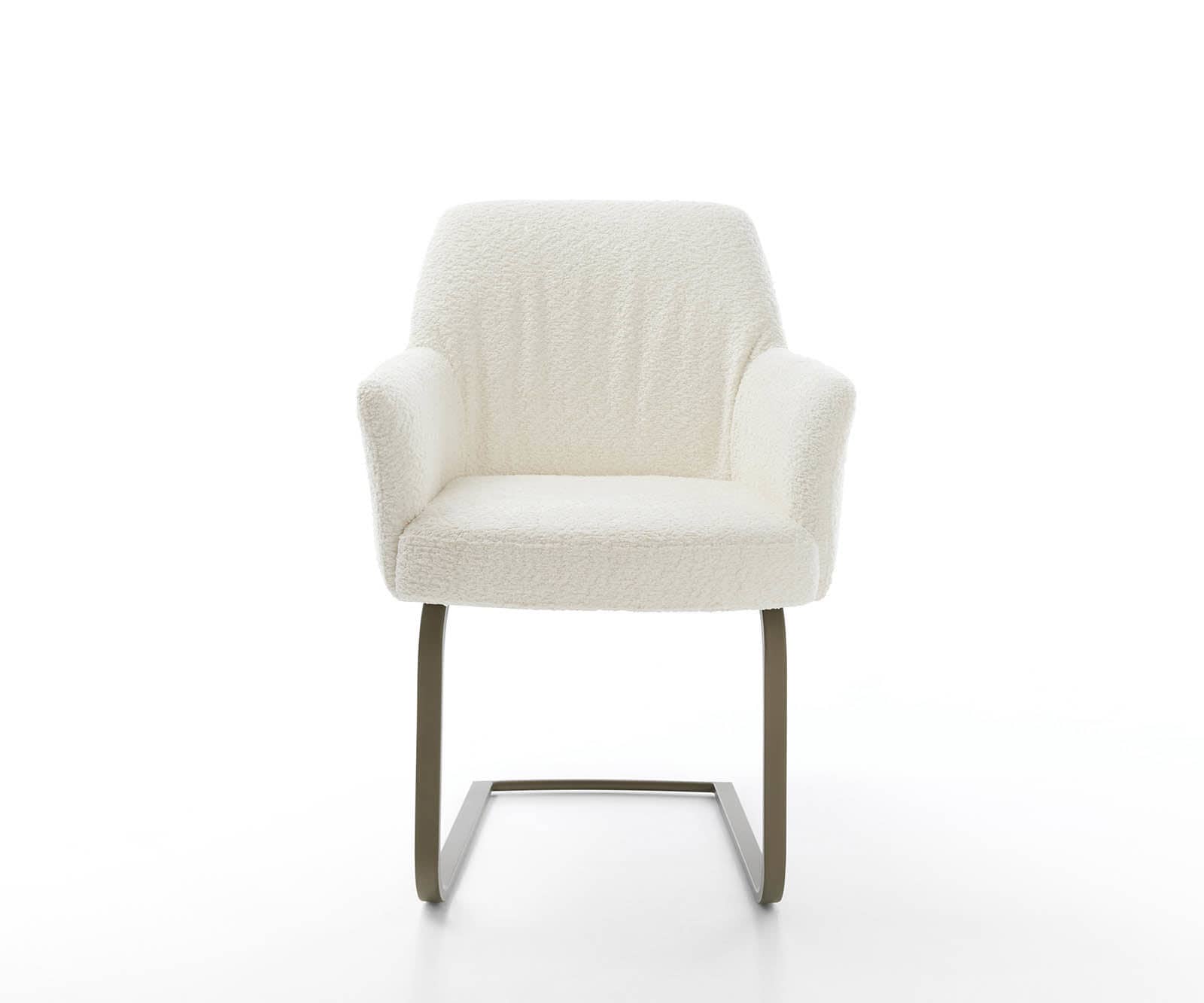 Freischwinger Xana-Flex mit Armlehnen Bouclé Weiß Freischwinger flach Effektfinish Titan Taschenfederkern 1 Freischwinger Xana-Flex mit Armlehnen Bouclé Weiß Freischwinger flach Effektfinish Titan Taschenfederkern 1