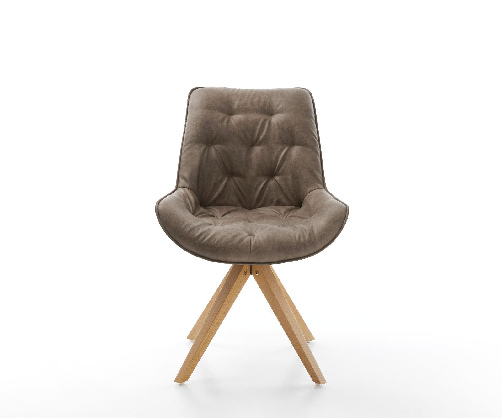 Esszimmerstuhl Taimi-Flex Mikrofaser Taupe Vintage Holzgestell kantig Natur 1