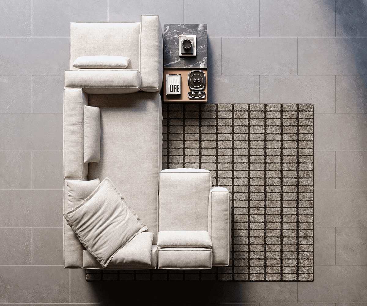 Wohnlandschaft Freestyle 360x290 cm Webstoff Soft Beige Kedernaht 5