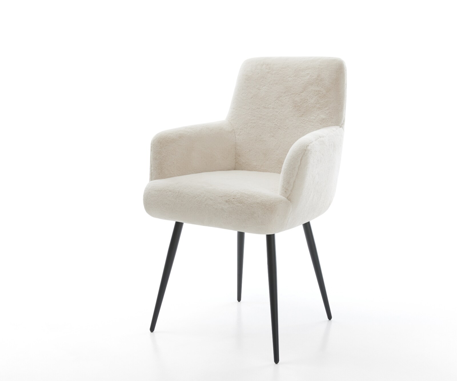 Esszimmerstuhl Heira-Flex mit Armlehnen Plüsch Creme-Weiß 4-Fuß konisch Sch günstig online kaufen