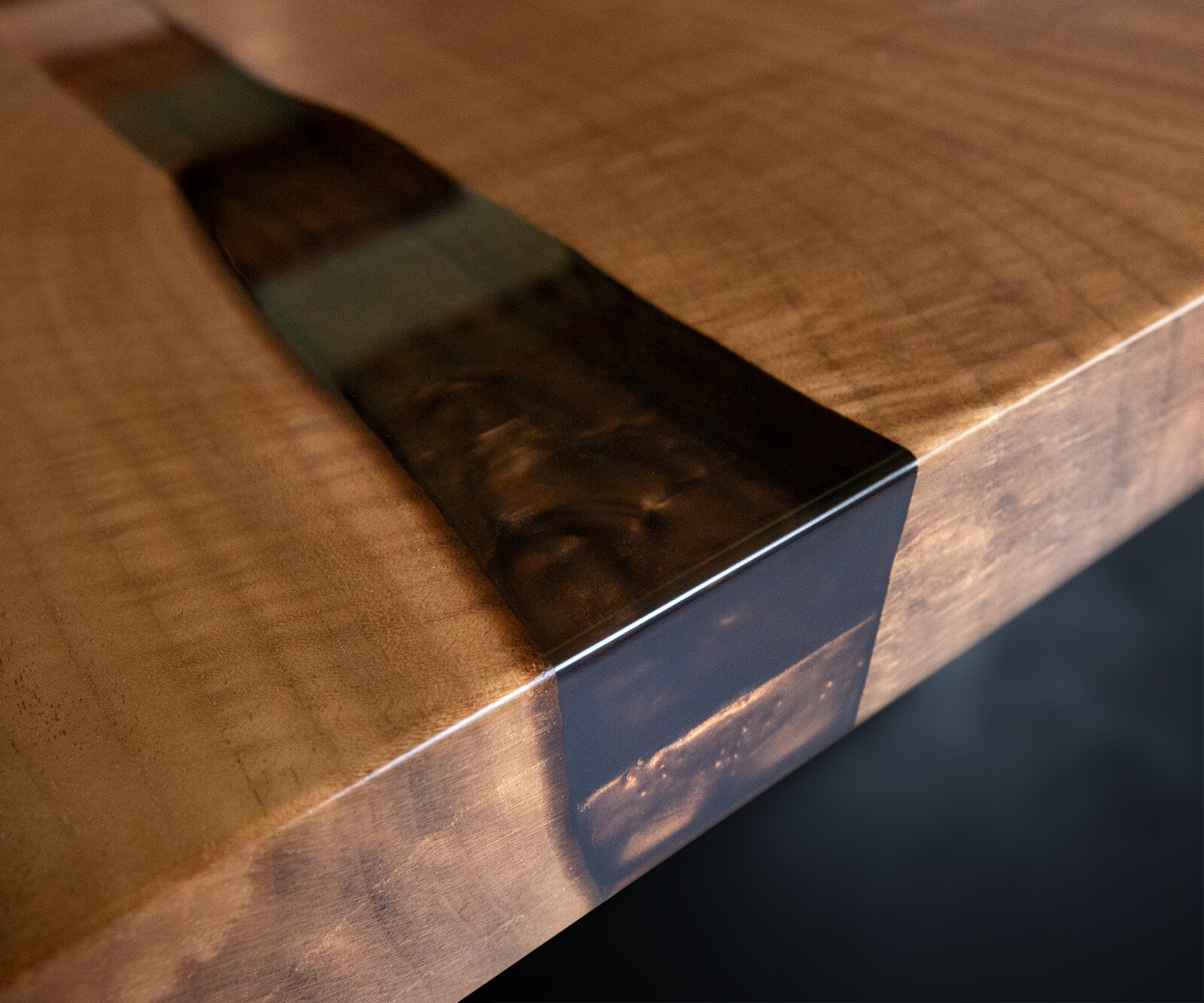 Tischplatte Walnuss Natur 300 cm Epoxid Metallic-Braun Unikat Nr. 32291 6