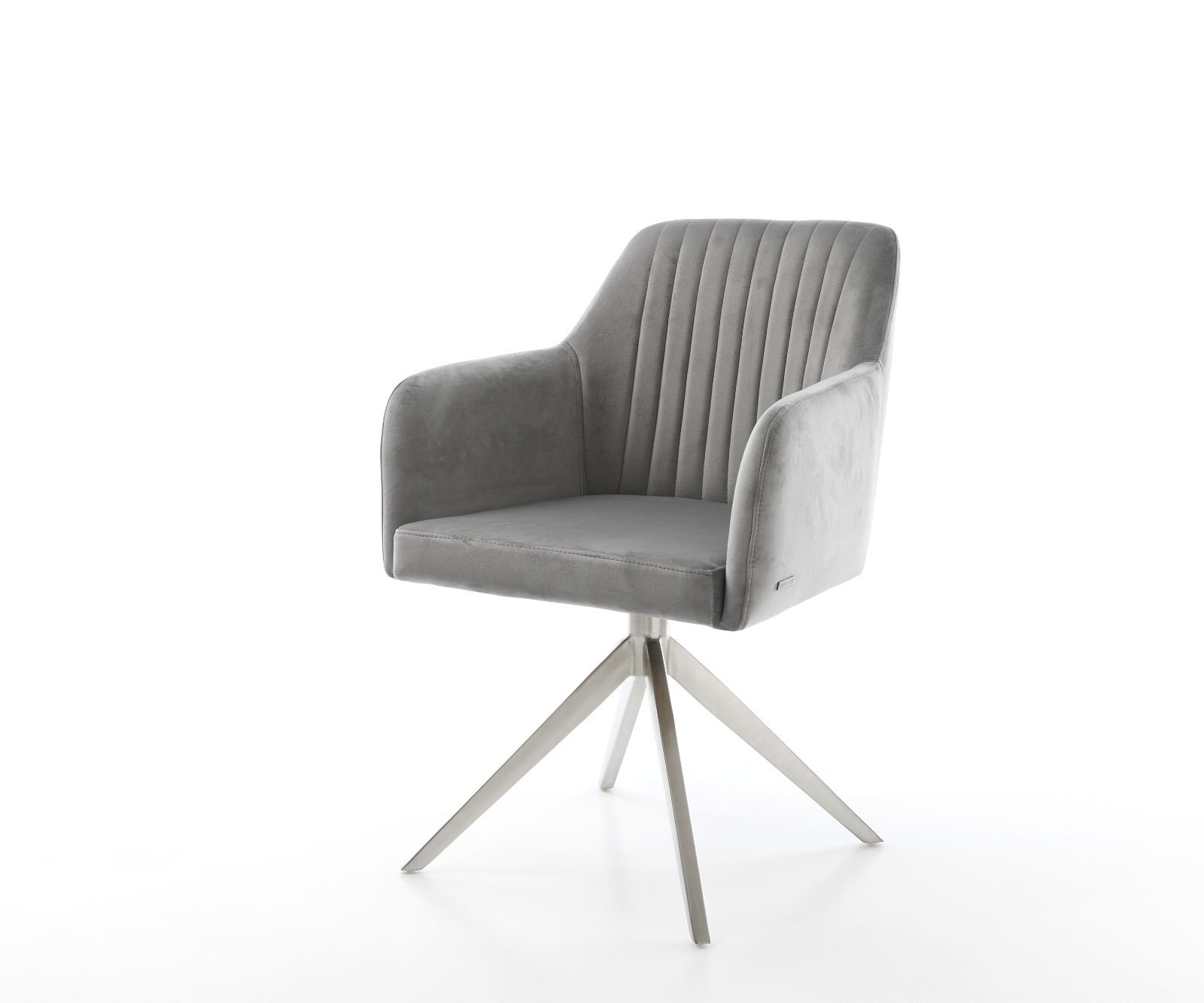 Drehstuhl Greg-Flex Samt Grau Kreuzgestell breit Edelstahl 360° drehbar Wip günstig online kaufen