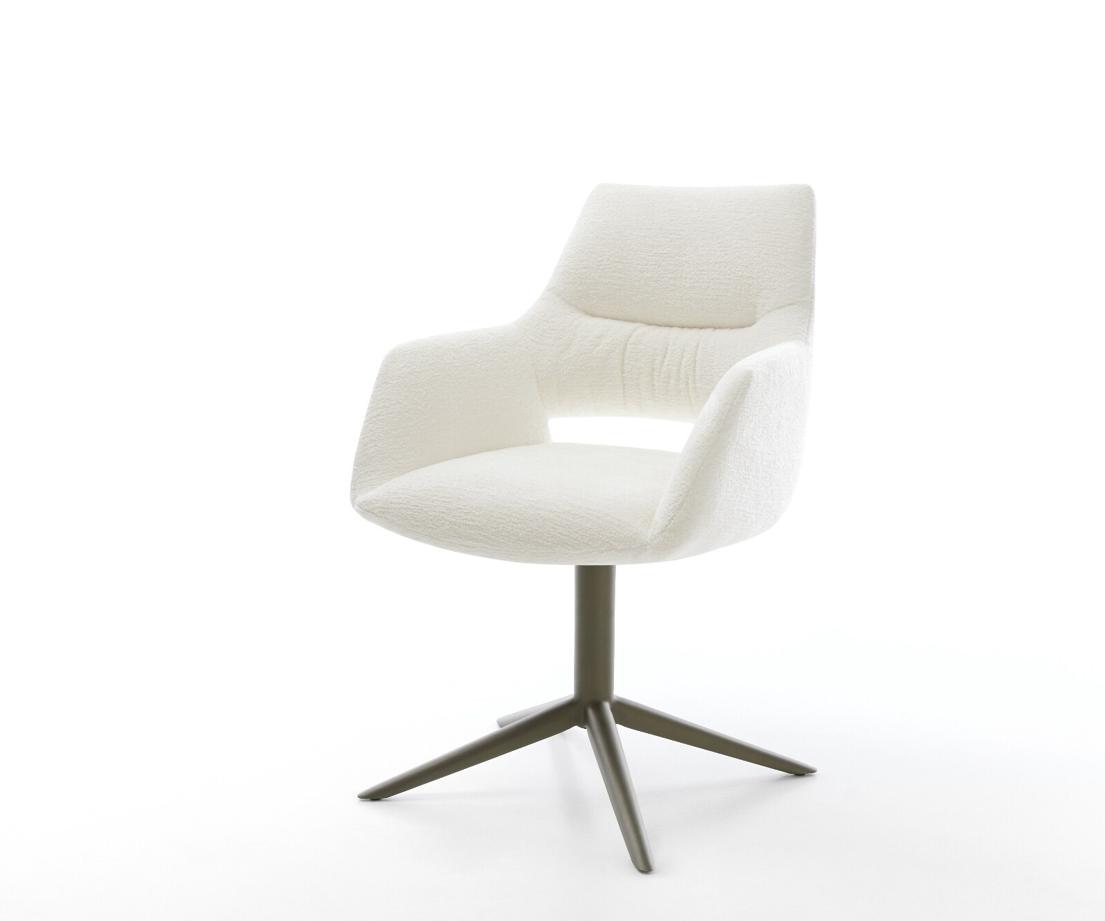 Drehstuhl Yago-Flex mit Armlehnen Bouclé Soft Beige Fußkreuz Effektfinish T günstig online kaufen