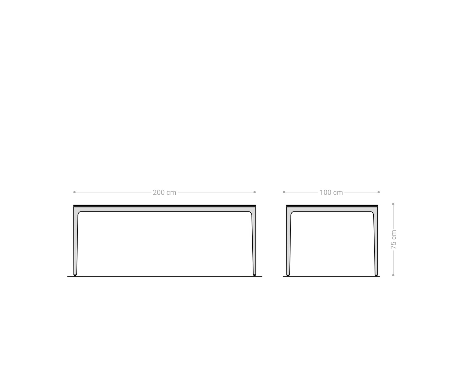 Esstisch Escina 200x100 cm Keramik Laminam®Noir Desir Braun Gestell Aluminium 9