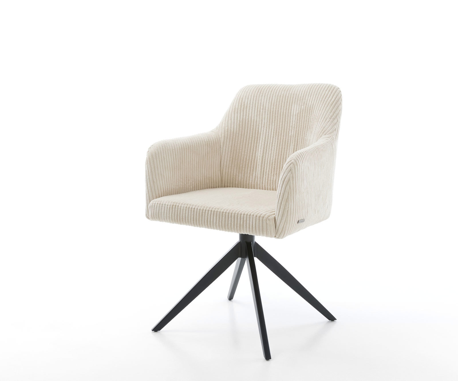 Esszimmerstuhl Greg-Flex Cord Beige Kreuzgestell breit Schwarz Taschenfederkern