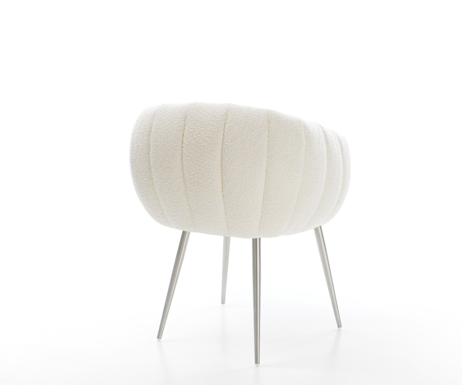 Esszimmerstuhl Jada-Flex Bouclé Weiß 4-Fuß konisch Edelstahl Taschenfederkern 5