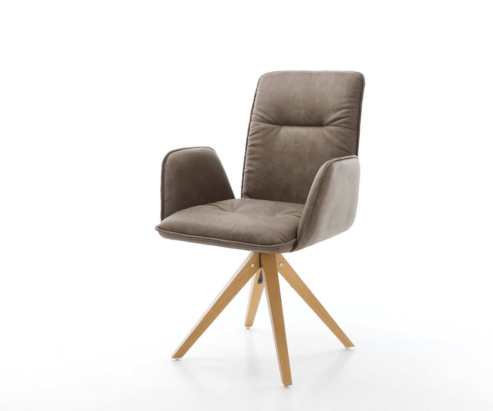 Drehstuhl Vinja-Flex Taupe Vintage Holzgestell kantig 180° drehbar