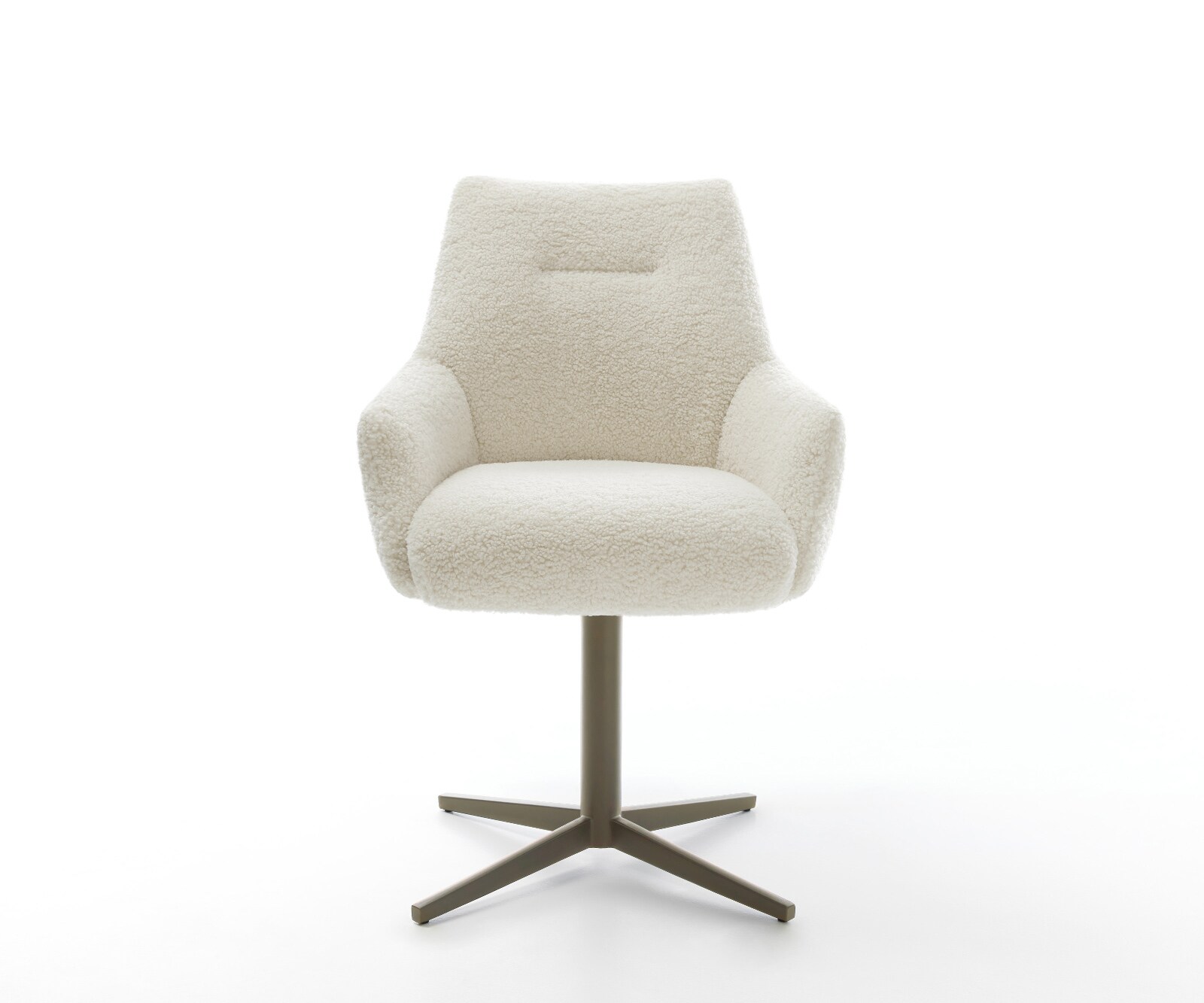 Drehstuhl Alja-Flex mit Armlehnen Teddystoff Beige Fußkreuz Effektfinish Titan 360° drehbar Taschenfederkern 1