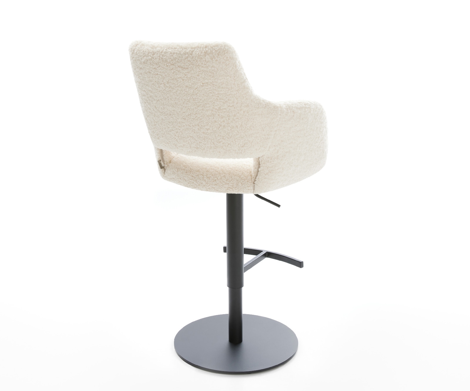 Barstuhl Yago-Flex Teddystoff Beige Drehfuß höhenverstellbar Metall Schwarz Taschenfederkern 5