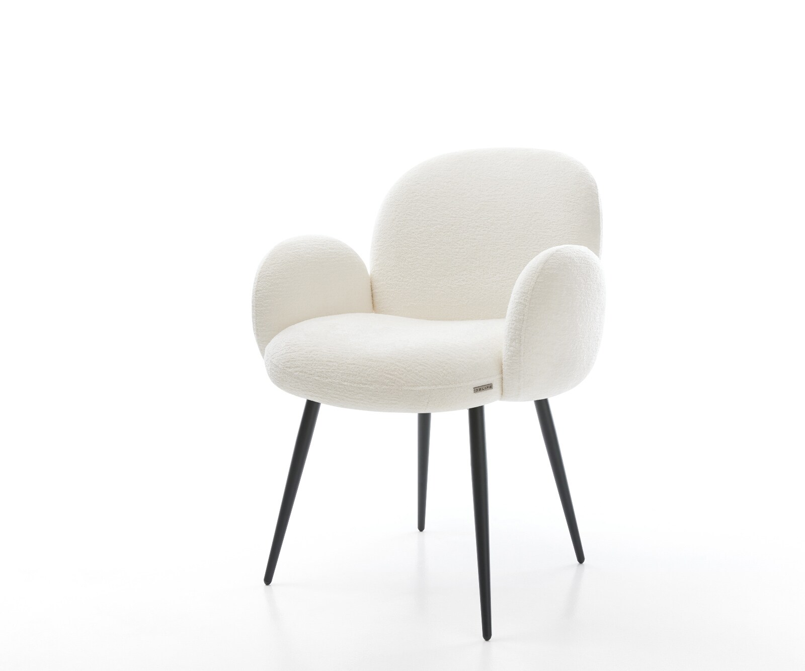 Esszimmerstuhl Nube-Flex mit Armlehnen Bouclé Soft Beige 4-Fuß konisch Schw günstig online kaufen