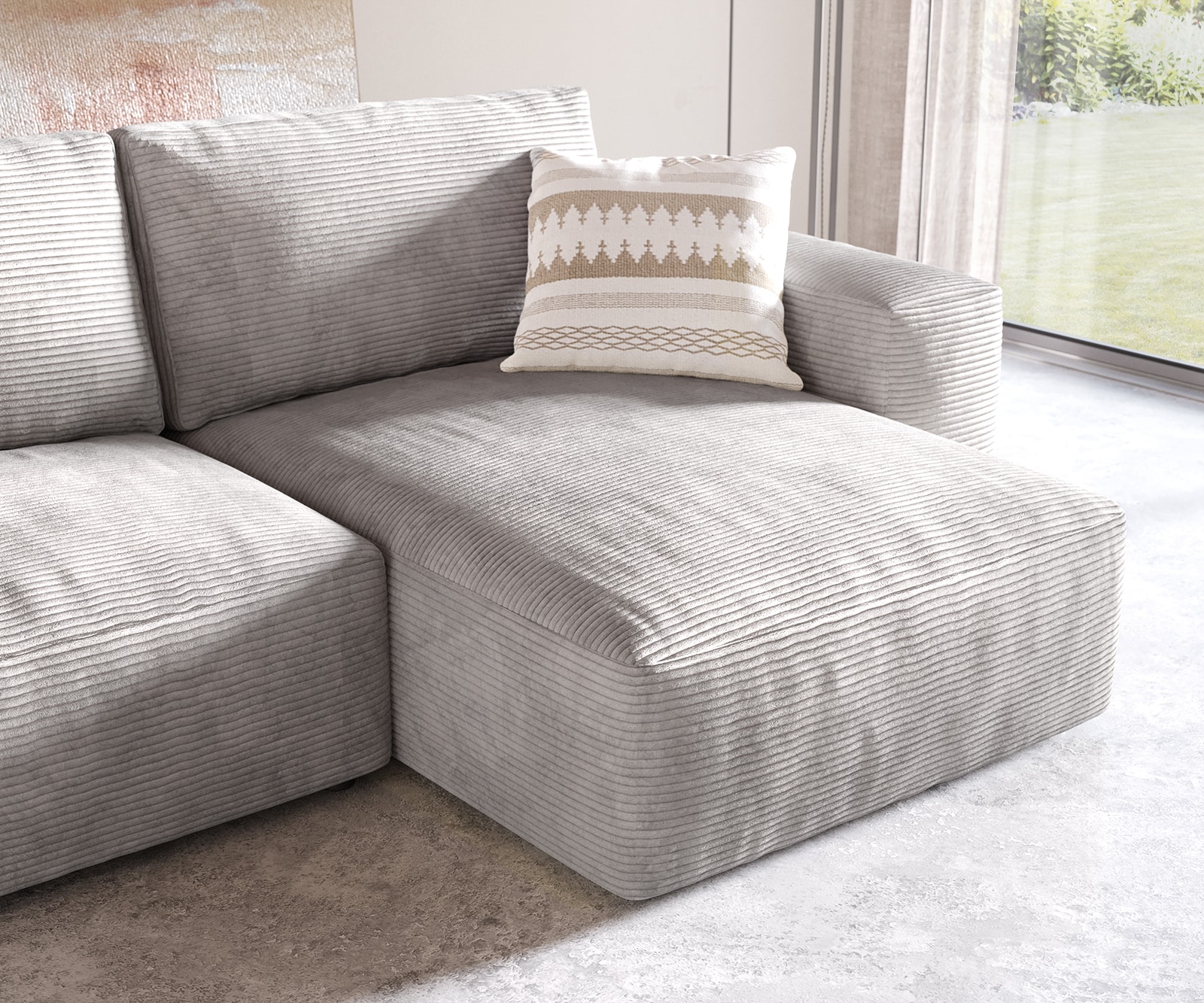 Ecksofa Lanzo L 260x160 cm Cord Silbergrau Recamiere variabel 5 Ecksofa Lanzo L 260x160 cm Cord Silbergrau Recamiere variabel 5