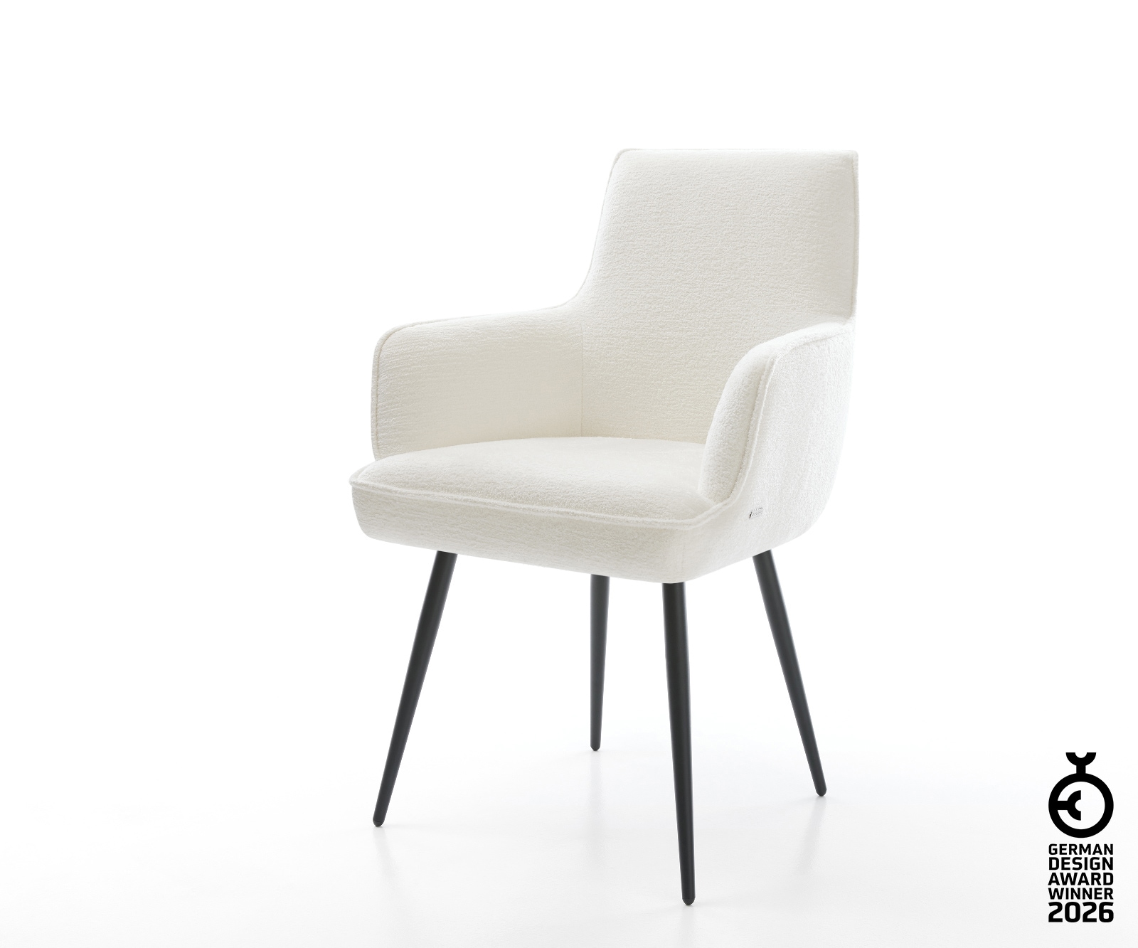 Esszimmerstuhl Heira-Flex mit Armlehnen Bouclé Soft Beige 4-Fuß konisch Sch günstig online kaufen