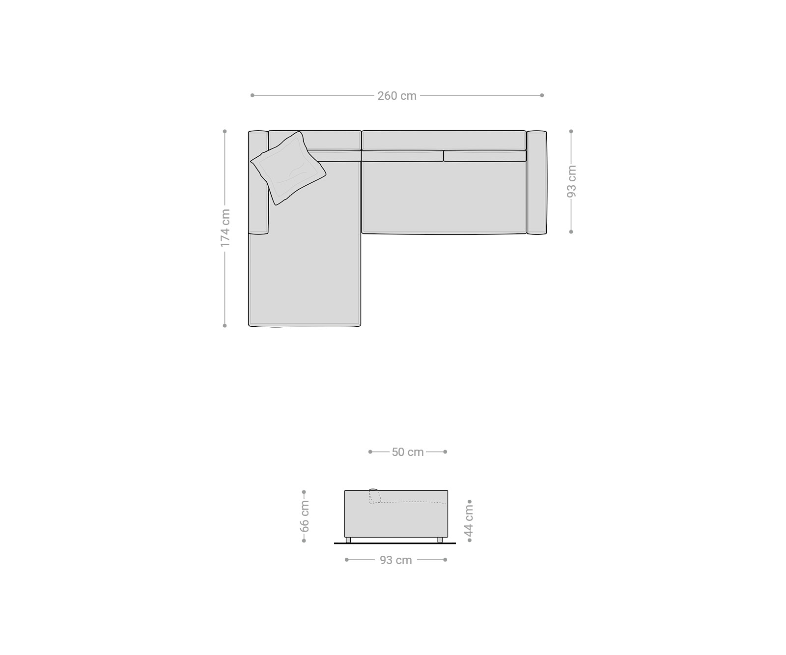 Eckcouch Brom 260x175 cm Mikrofaser Grau Recamiere links 2 Eckcouch Brom 260x175 cm Mikrofaser Grau Recamiere links 2