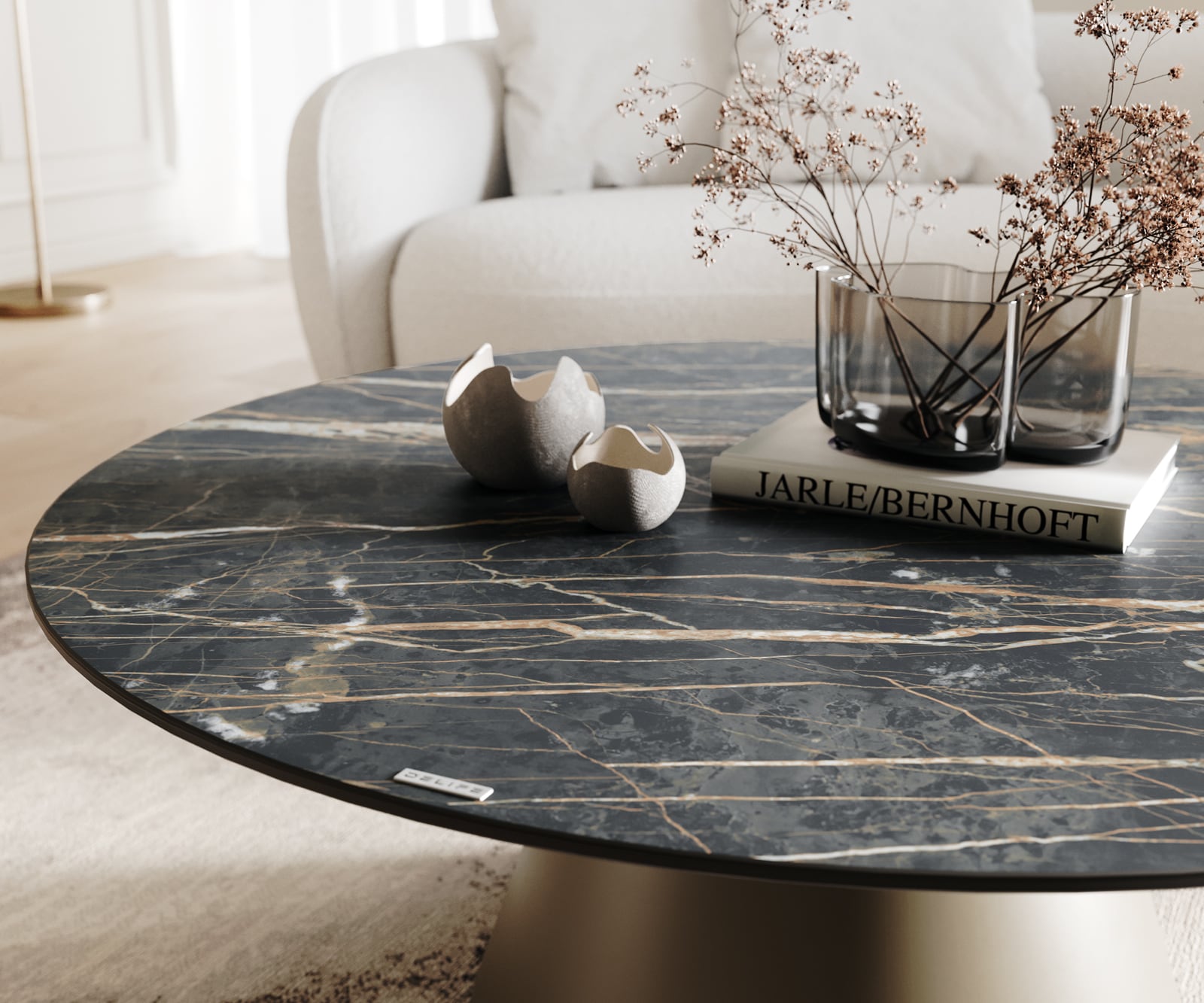 Couchtisch Borna 100x100 cm Keramik Laminam®Noir Desir Braun Gestell Konisch Effektfinish Titan 6 Couchtisch Borna 100x100 cm Keramik Laminam®Noir Desir Braun Gestell Konisch Effektfinish Titan 6