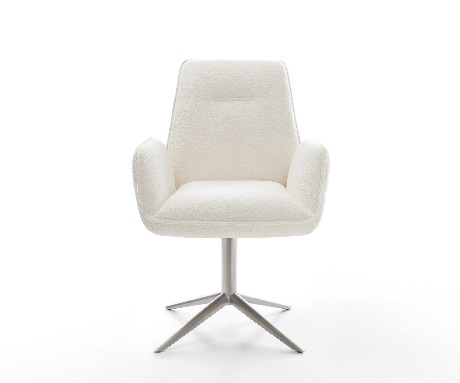 Drehstuhl Zoa-Flex Bouclé Soft Beige Fußkreuz Edelstahl 360° drehbar Wippfunktion Taschenfederkern 2