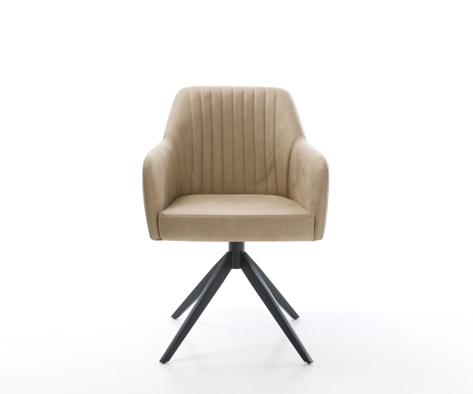 Drehstuhl Greg-Flex Mikrofaser Beige Vintage Kreuzgestell breit Schwarz 360° drehbar Wippfunktion Taschenfederkern 1 Drehstuhl Greg-Flex Mikrofaser Beige Vintage Kreuzgestell breit Schwarz 360° drehbar Wippfunktion Taschenfederkern 1