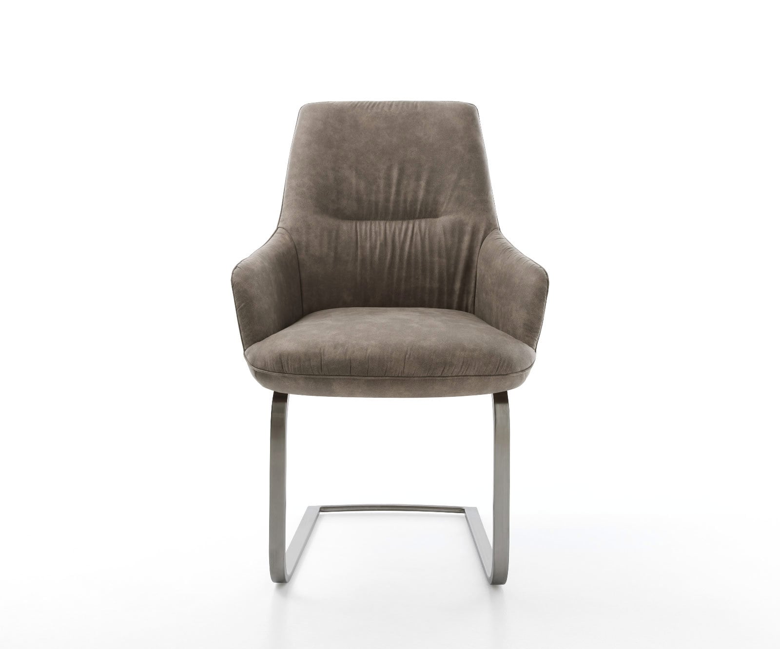 Freischwinger Zelia-Flex mit Armlehnen Mikrofaser Taupe Vintage Freischwinger flach Graphit Taschenfederkern 2