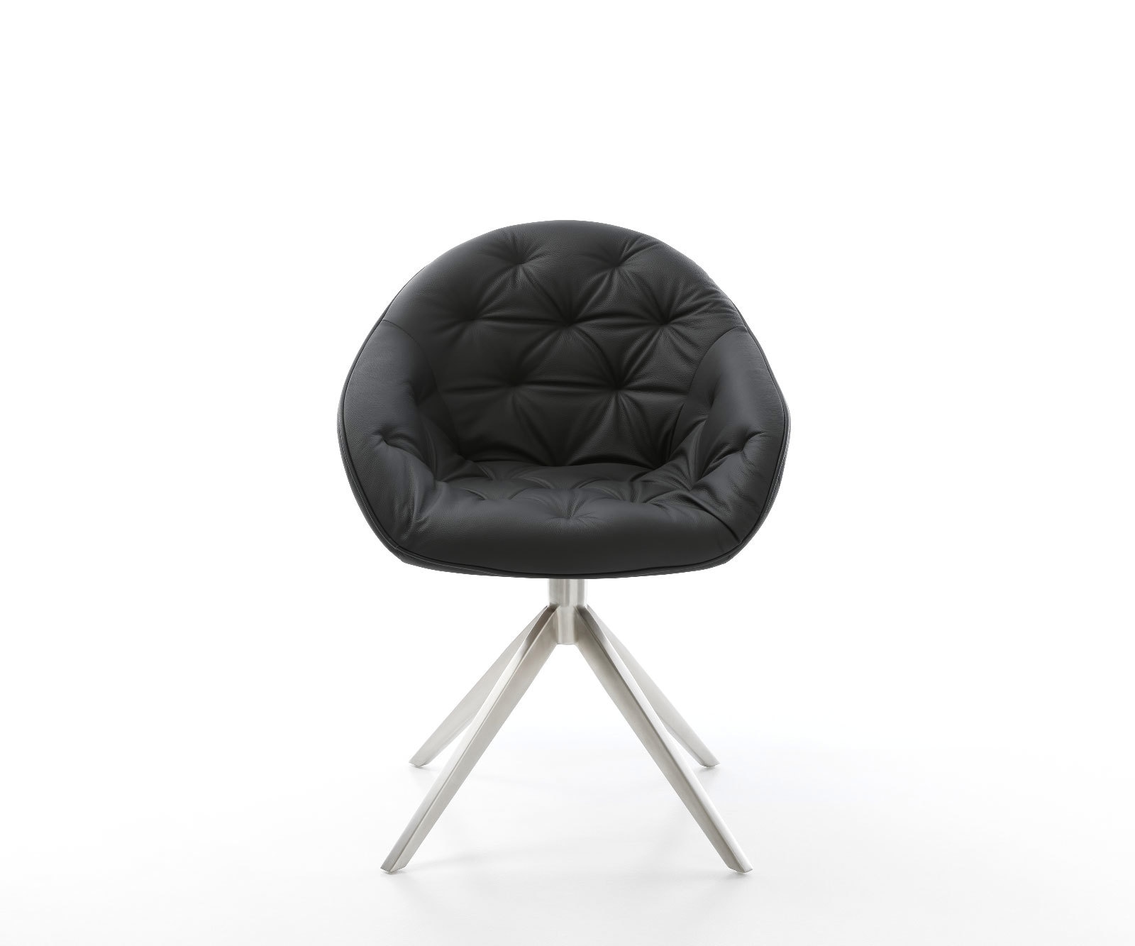 Drehstuhl Gaio-Flex Echt-Leder Schwarz Kreuzgestell breit Edelstahl 360° drehbar Wippfunktion 1 Drehstuhl Gaio-Flex Echt-Leder Schwarz Kreuzgestell breit Edelstahl 360° drehbar Wippfunktion 1
