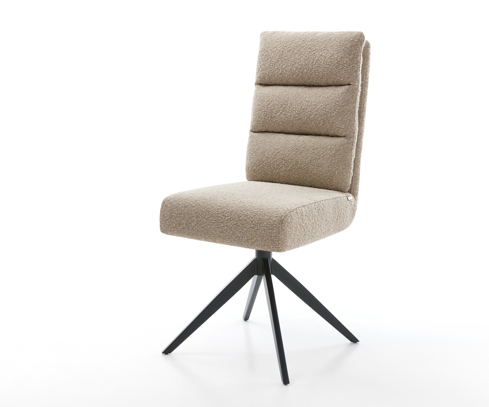 Drehstuhl Pela-Flex Bouclé Schlamm Kreuzgestell breit Schwarz 360° drehbar Wippfunktion Taschenfederkern