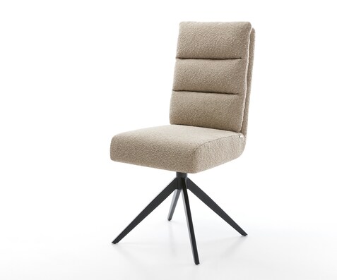 Drehstuhl Pela-Flex Bouclé Schlamm Kreuzgestell breit Schwarz 360° drehbar Wippfunktion Taschenfederkern