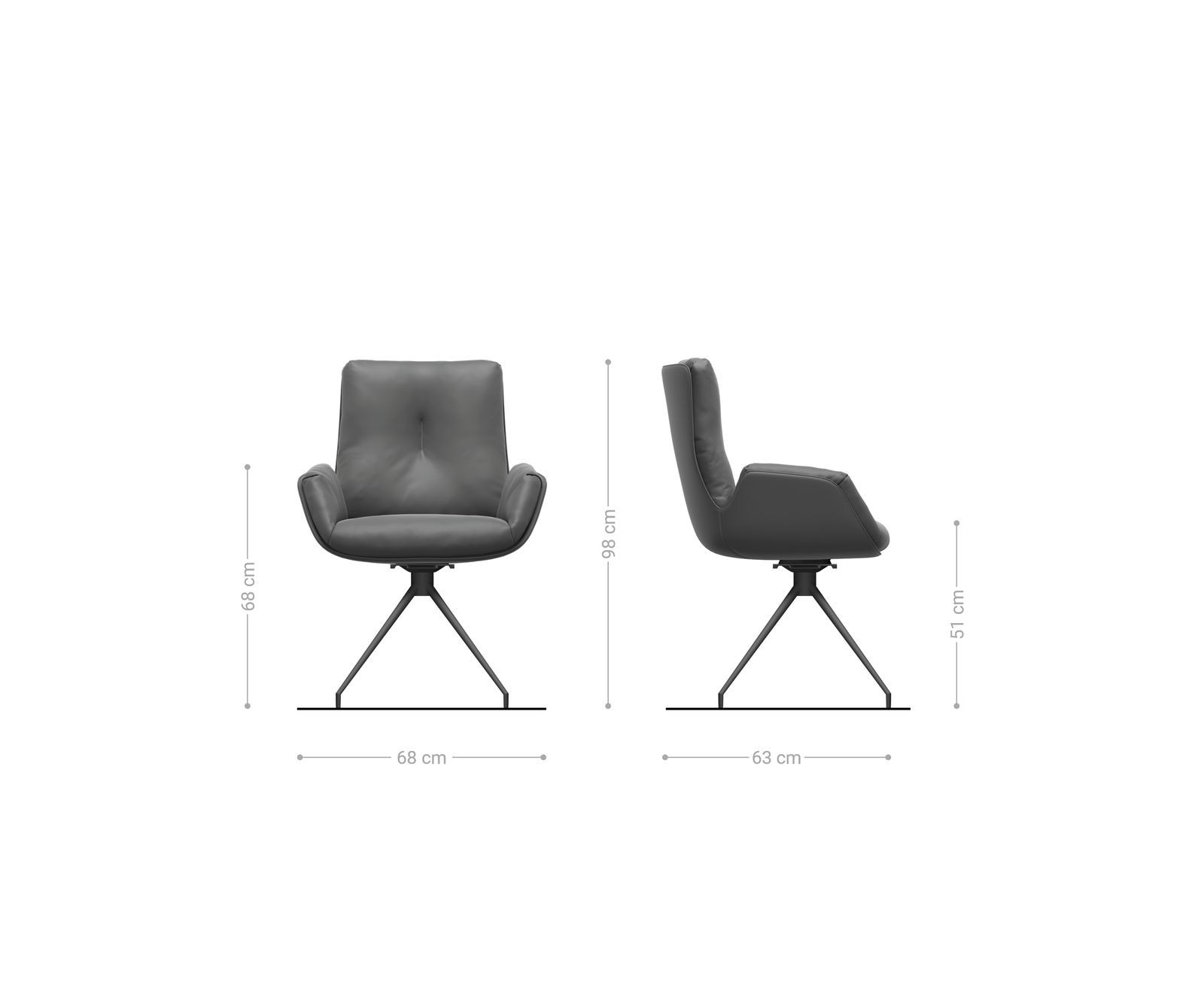 Drehstuhl Clea-Flex Materialmix Schwarz Kreuzgestell konisch Edelstahl 180° drehbar 5 Drehstuhl Clea-Flex Materialmix Schwarz Kreuzgestell konisch Edelstahl 180° drehbar 5