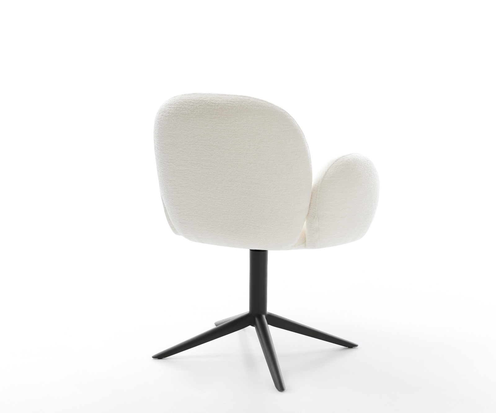 Drehstuhl Nube-Flex mit Armlehnen Bouclé Soft Beige Fußkreuz Schwarz 360° drehbar Wippfunktion Taschenfederkern 4
