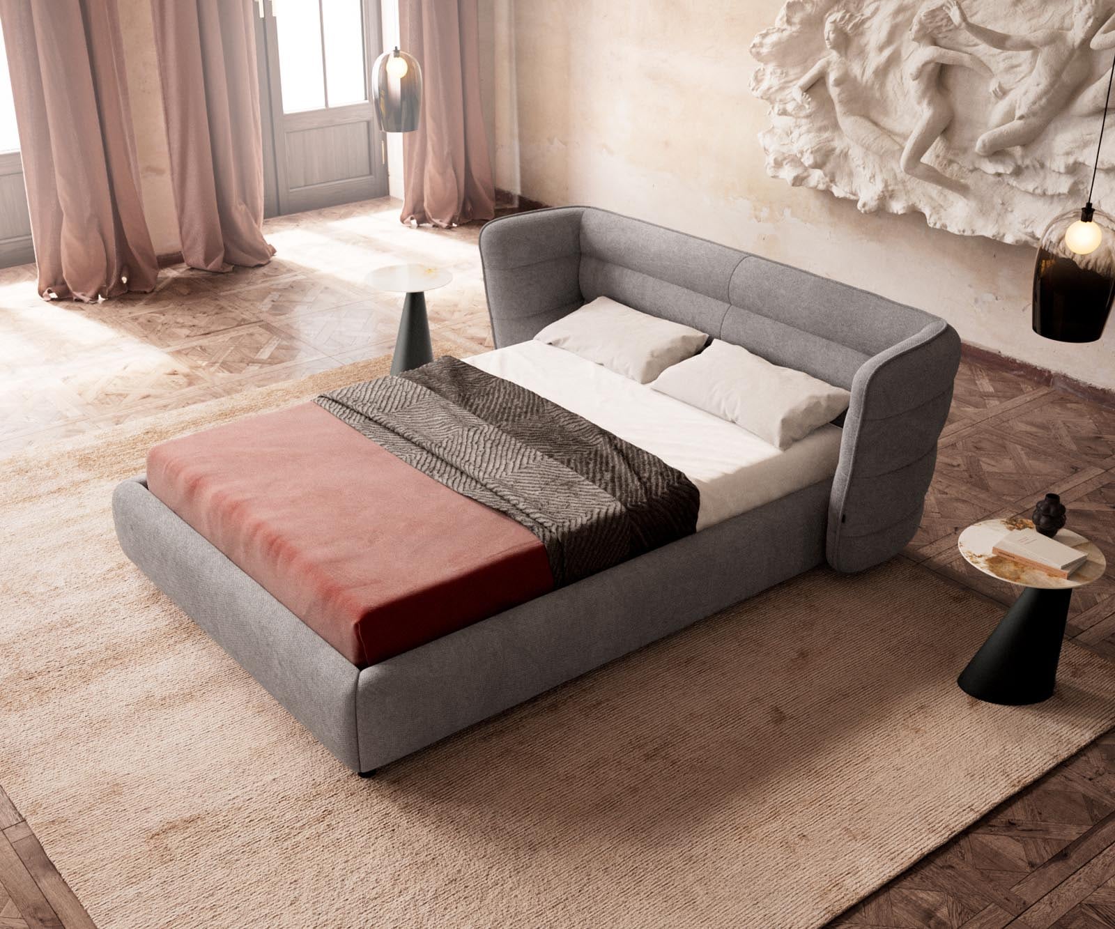 Polsterbettgestell Simea 140x200 cm Mikrofaser Grau 4