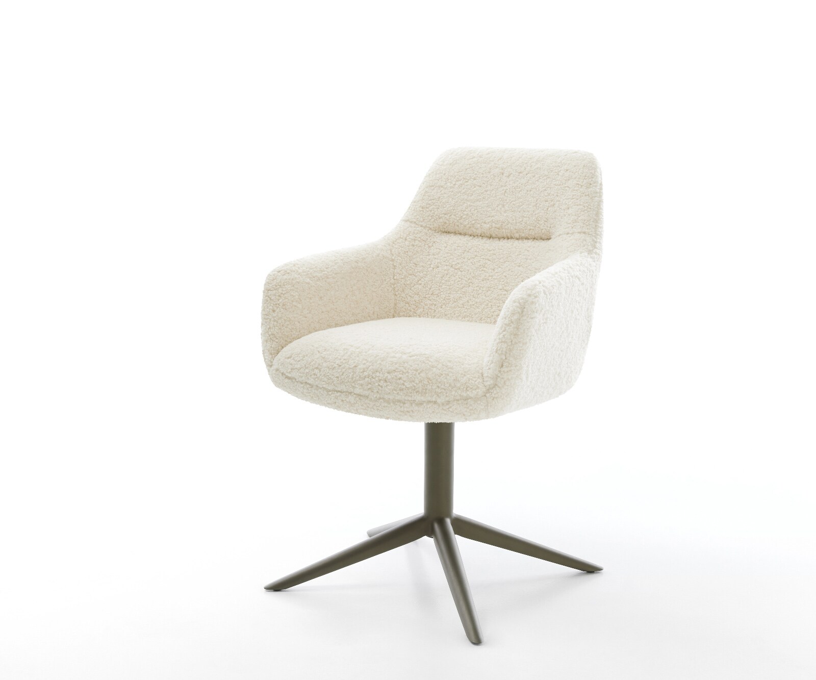 Chaise-pivotante Pejo-Flex tissu teddy beige pied de chaise 4 branches aspect titane pivotement sur 360° fonction bascule resorts ensachés