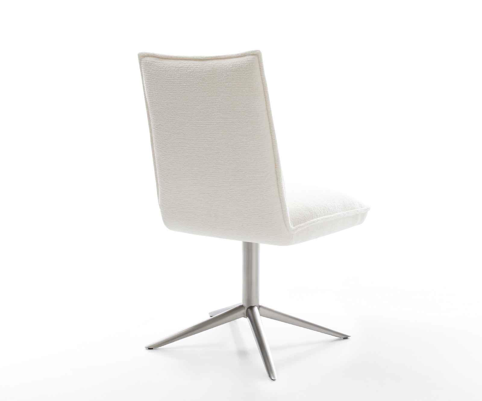 Drehstuhl Lelio-Flex Bouclé Soft Beige Fußkreuz Edelstahl 360° drehbar Wippfunktion Taschenfederkern 4