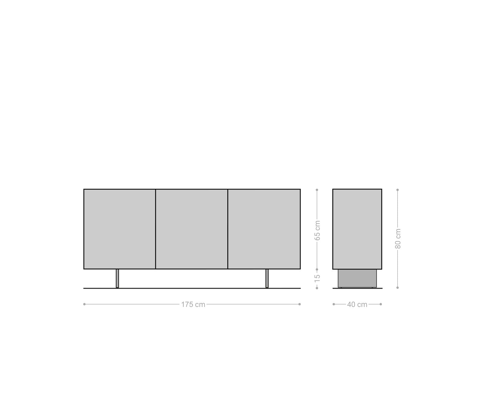 Sideboard Puzzle 175 cm Eiche Natur 3 Türen Fuß schwebend Metall Schwarz 7
