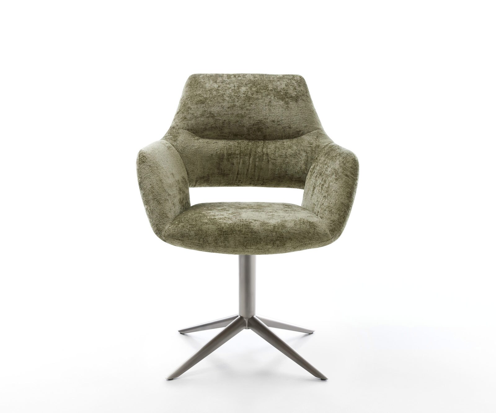 Drehstuhl Yago-Flex mit Armlehnen Chenille Olive Fußkreuz Graphit 360° drehbar Wippfunktion Taschenfederkern 1