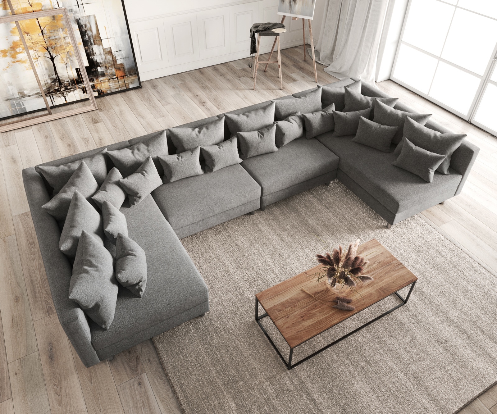 Wohnlandschaft Clovis XL Grau Flachgewebe Modulsofa 4 Wohnlandschaft Clovis XL Grau Flachgewebe Modulsofa 4