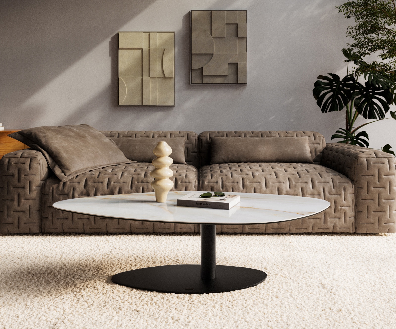 Couchtisch Edge Organisch 140x76 cm Keramik Onyx Pearl Vibany Metall Schwarz 6