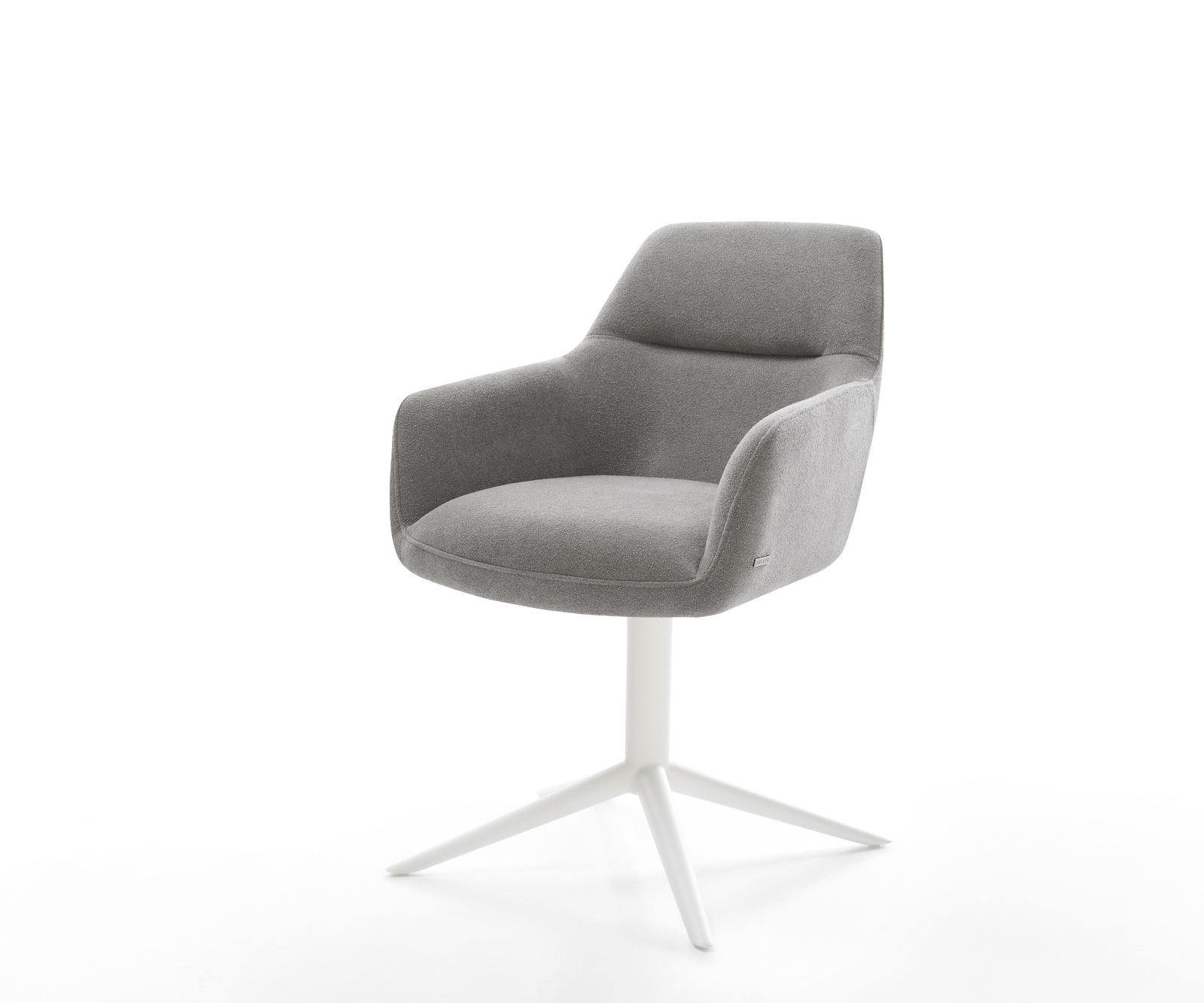 Drehstuhl Pejo-Flex Strukturstoff Soft Grau Fußkreuz Weiß 360° drehbar Wippfunktion Taschenfederkern
