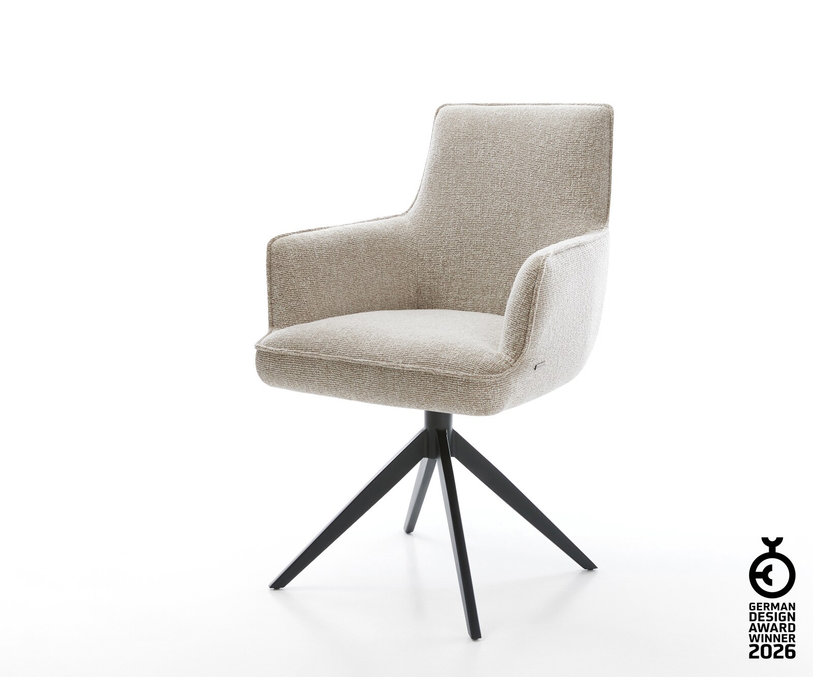 Drehstuhl Heira-Flex mit Armlehnen Webstoff Soft Beige Kreuzgestell breit S günstig online kaufen