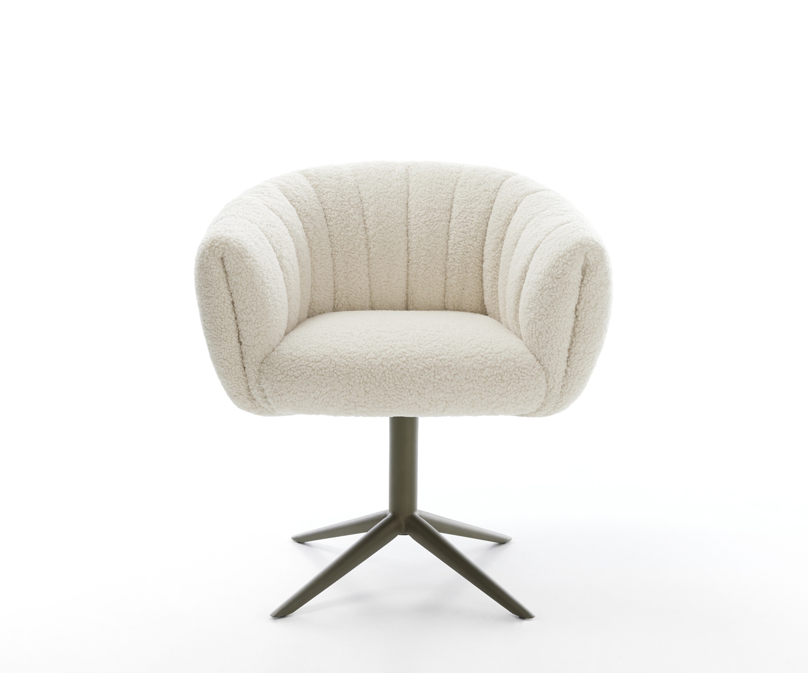 Drehstuhl Jada-Flex Teddystoff Beige Fußkreuz Effektfinish Titan 360° drehbar Wippfunktion Taschenfederkern 2