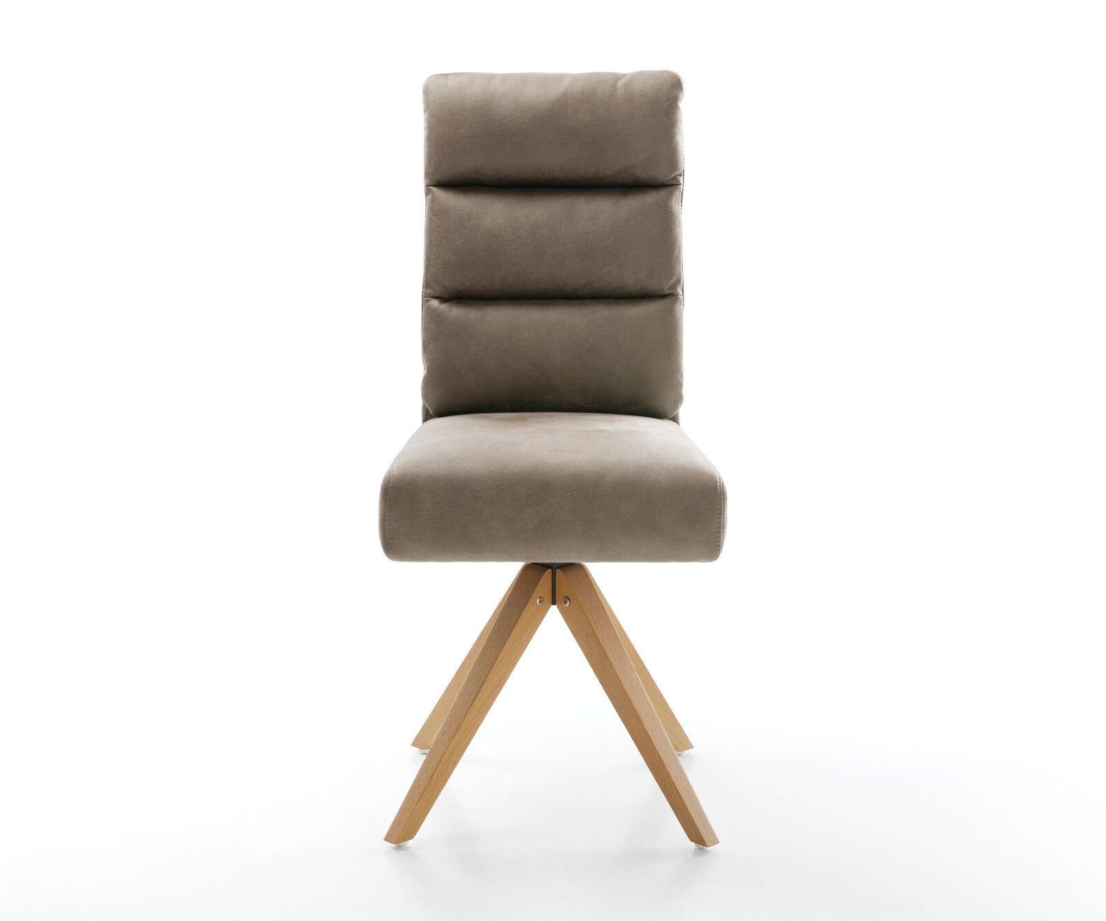 Esszimmerstuhl Pela-Flex Mikrofaser Taupe Vintage Holzgestell kantig Natur 360° drehbar Taschenfederkern 2